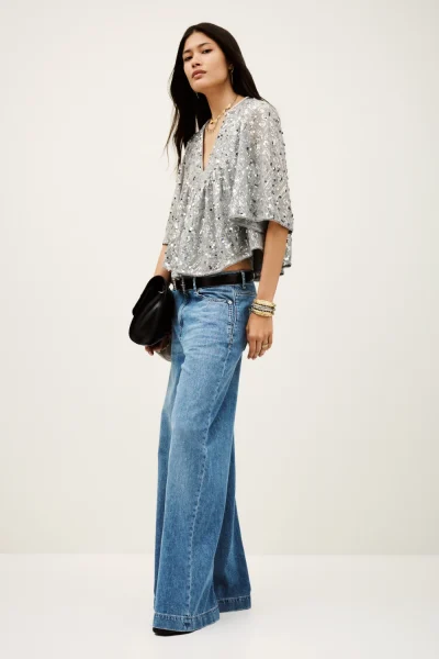 Ba&sh - חולצה Cara – 1H25CARA_SILVER – 1