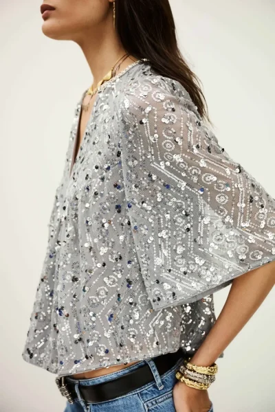 Ba&sh - חולצה Cara – 1H25CARA_SILVER – 2