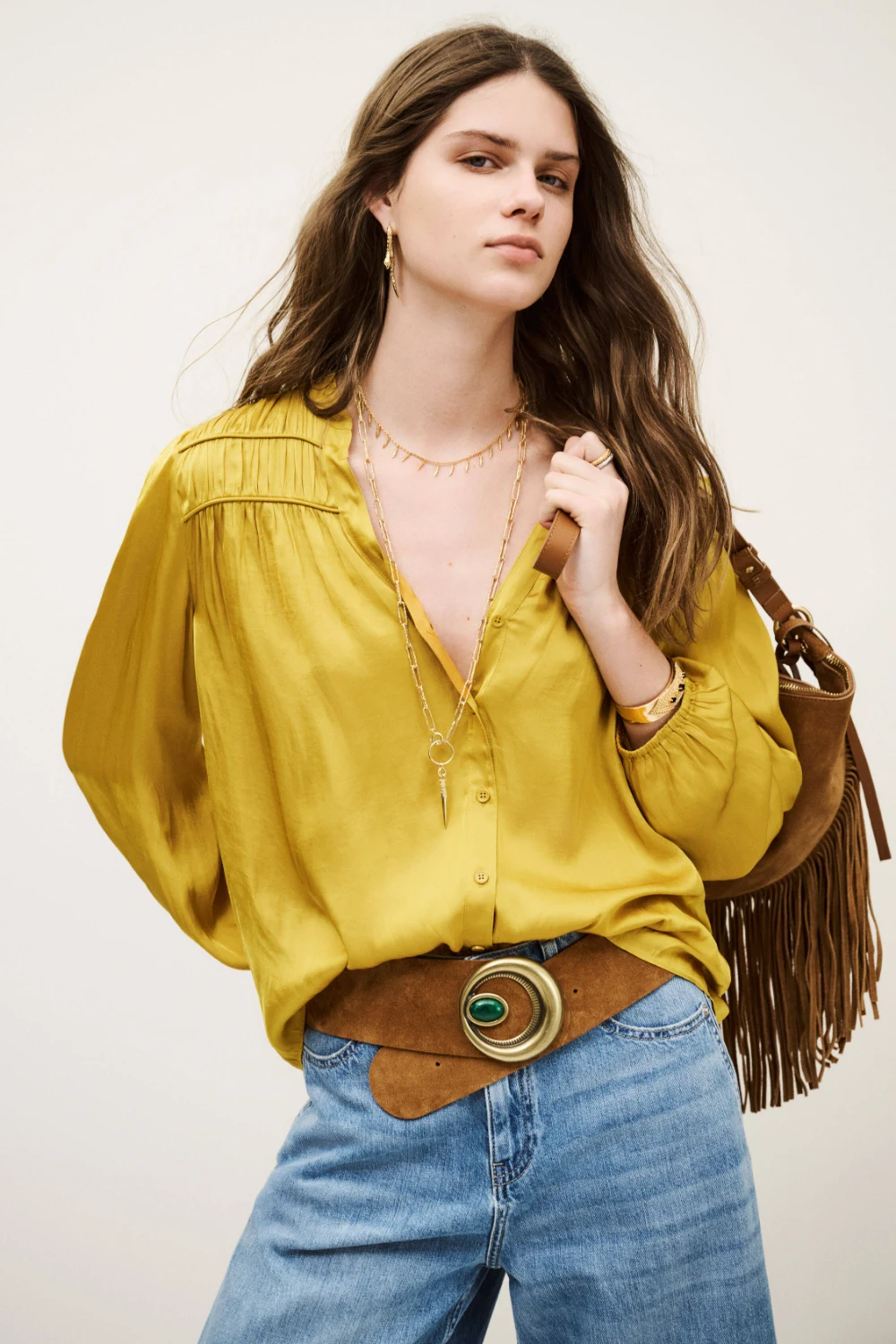 Ba&sh - חולצה Cessia – 1H25CESS_CURRY – 1