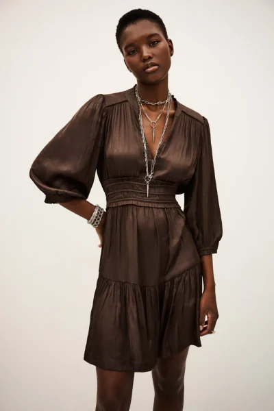 Ba&sh - שמלה Cyrilia – 1H25CYRI_CHOCOLAT – 1