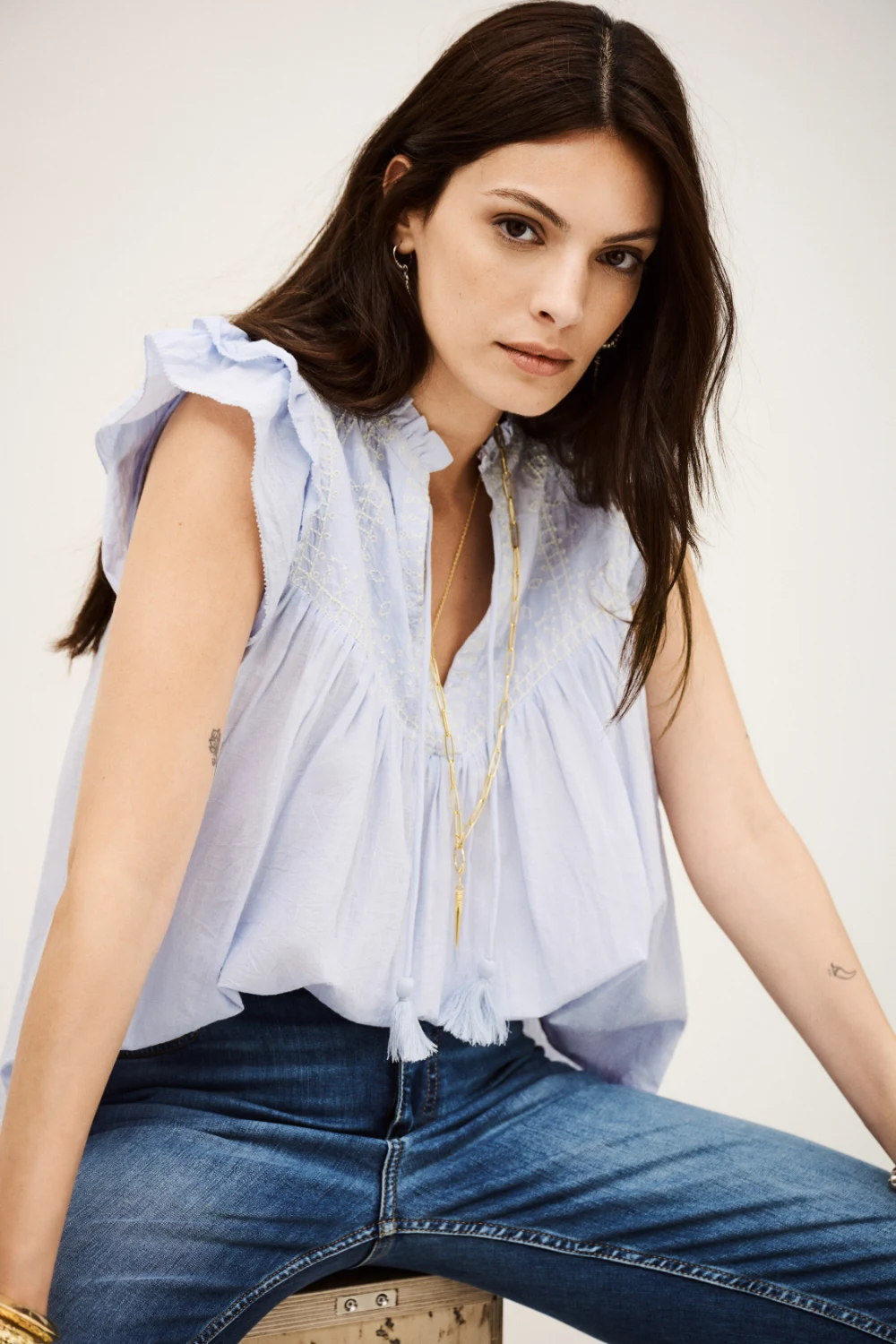 Ba&sh - חולצה Janny – 1H25JANN_BLEUCIEL – 2