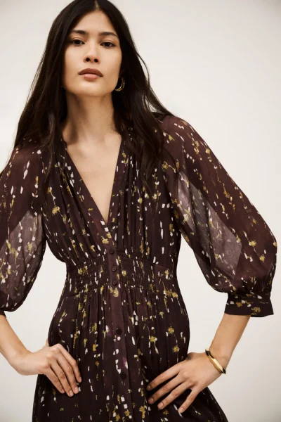 Ba&sh - שמלה Karla – 1H25KARL_CHOCOLAT – 1