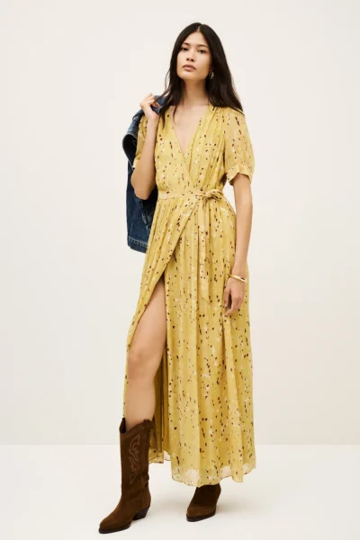 Ba&sh - שמלה Kris – 1H25KRIS_JAUNE – 1