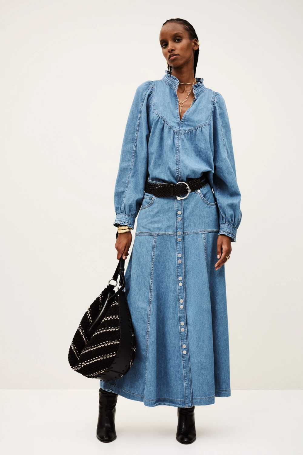 Ba&sh - חולצה Lay – 1H25LAY_LIGHTUSEDBLUE – 1