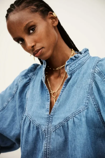 Ba&sh - חולצה Lay – 1H25LAY_LIGHTUSEDBLUE – 3