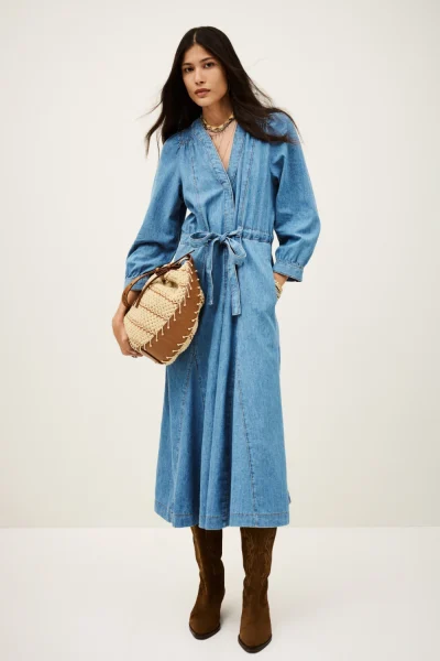 Ba&sh - שמלה Lia – 1H25LIA_LIGHTUSEDBLUE – 1