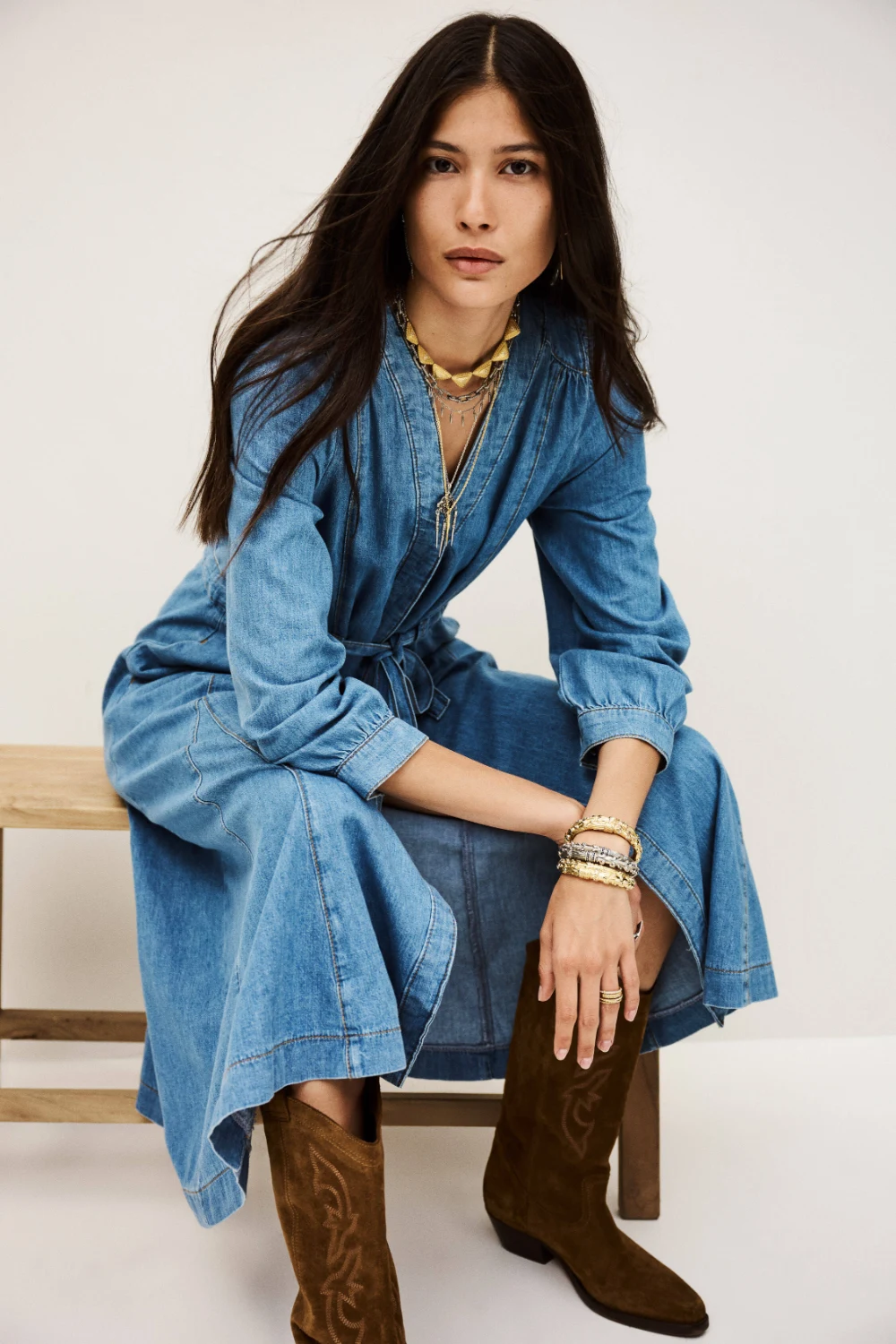 Ba&sh - שמלה Lia – 1H25LIA_LIGHTUSEDBLUE – 2