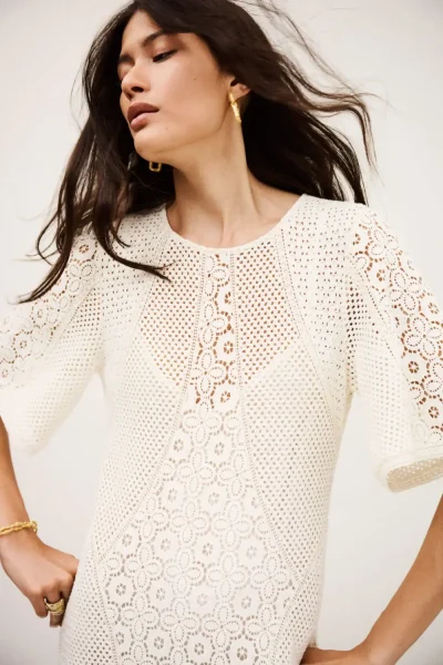 Ba&sh - שמלה Moody – 1H25MOOD_ECRU – 1