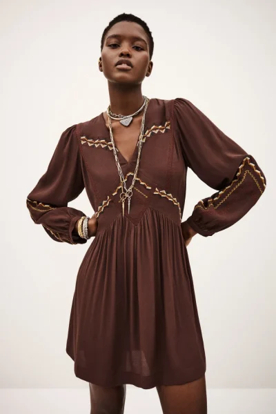 Ba&sh - שמלה Tay – 1H25TAY_CHOCOLAT – 1