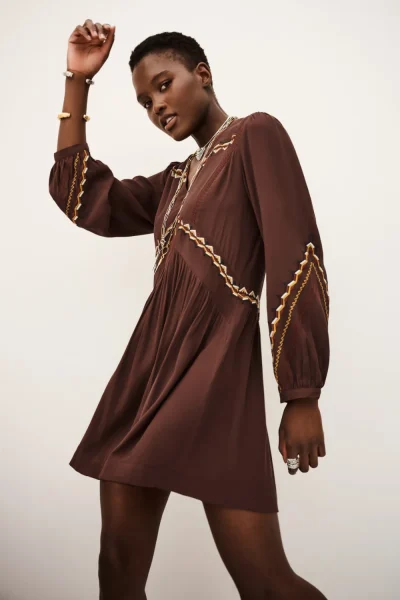 Ba&sh - שמלה Tay – 1H25TAY_CHOCOLAT – 3